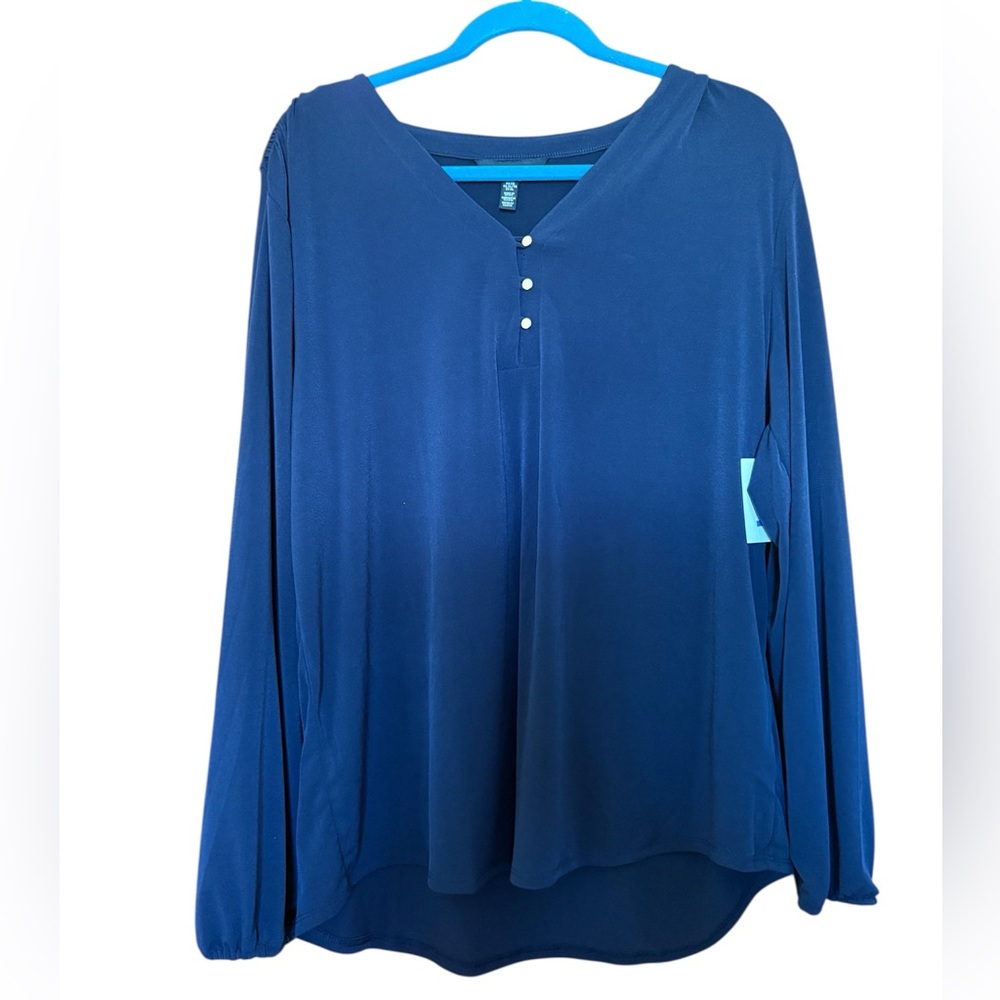 New Ellen Tracy Navy Blouse Size XL